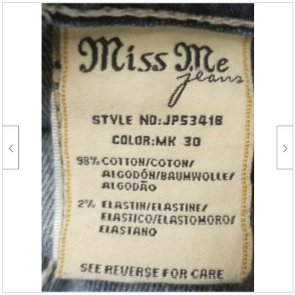 Miss Me Womens Jeans Sz 28 Low Rise B15 - Picture 8 of 9